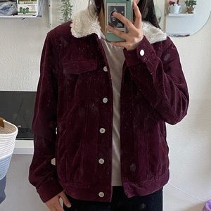 Burgundy Corduroy Jacket with Sherpa